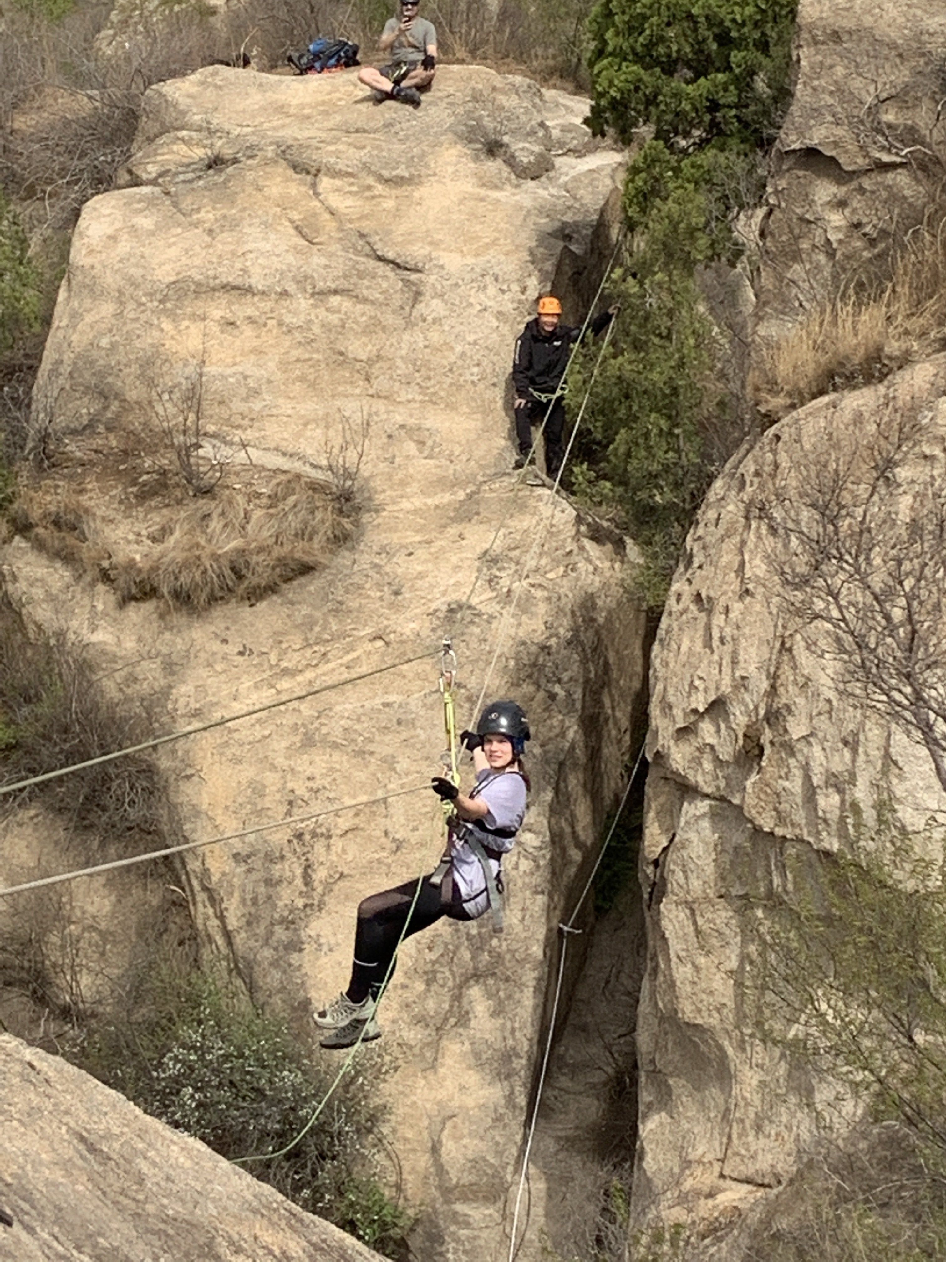Hannah Viljoen doing the traverse activity on Sunday  -Don't look down!