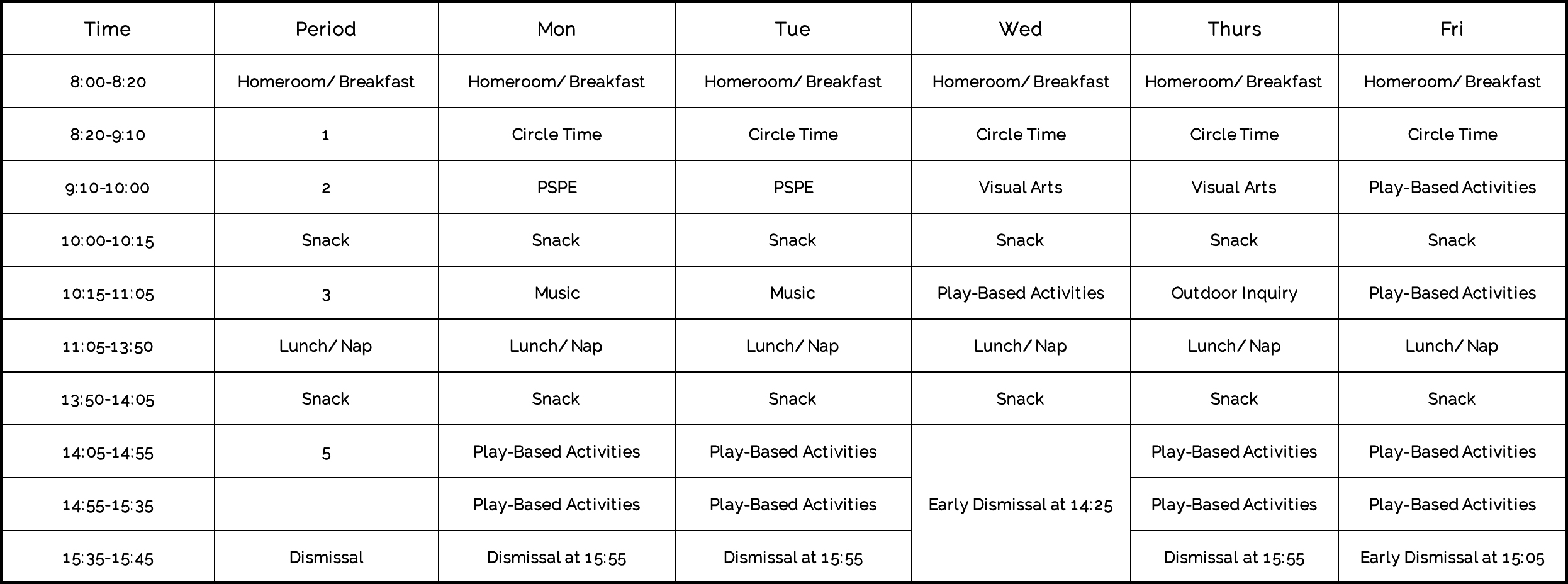 SAMPLE SCHEDULE PK