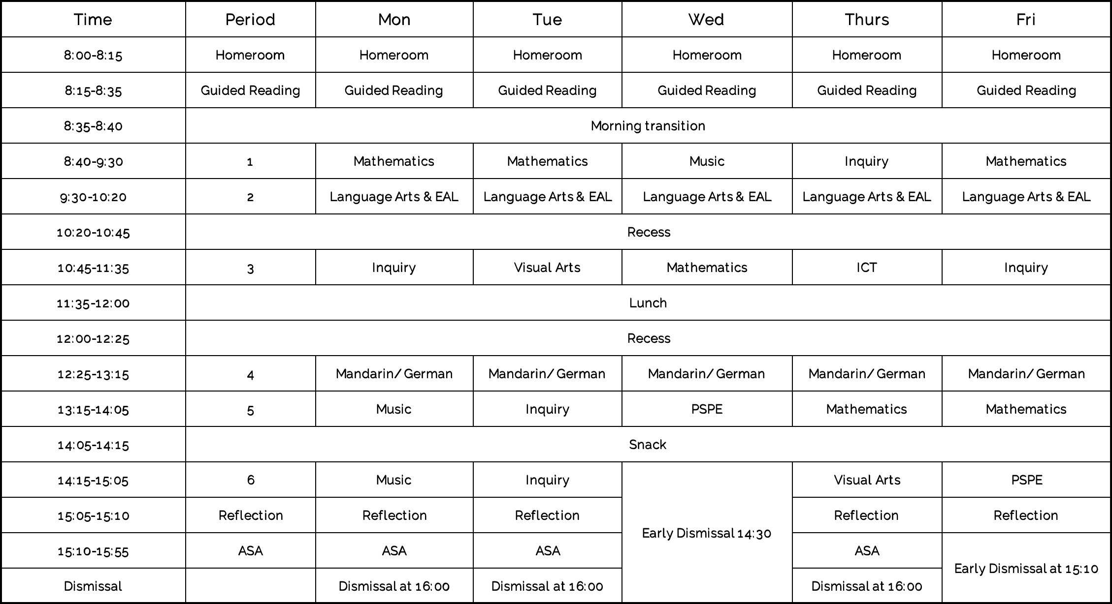Sample Schedule